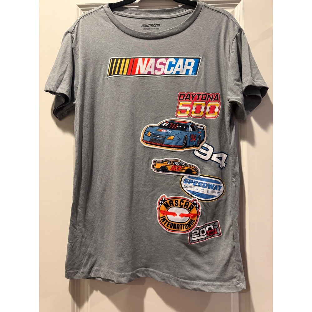 NASCAR‎ Daytona 500 Graphic T-Shirt Mens Med Gray Freeze Racing Tee 94 Patch